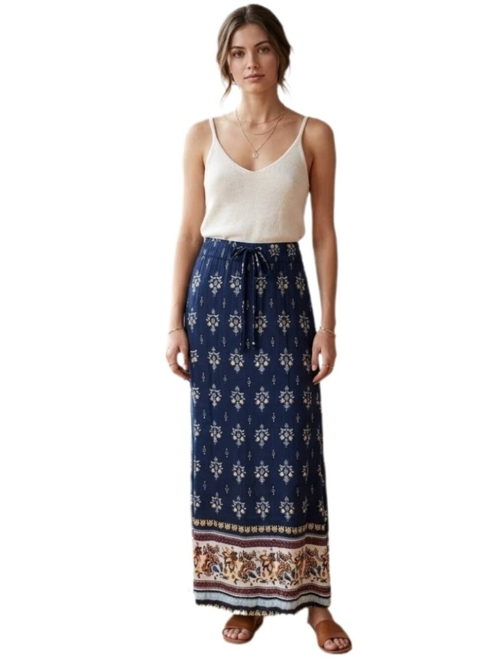 FRENCH LAUNDRY Maxi Skirt with Pockets Dark Blue Size M - Picture 3 of 9